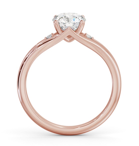 Round Ring 18K Rose Gold Solitaire with A Single Smaller Diamond ENRD180S_RG_THUMB1 