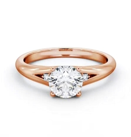 Round Ring 9K Rose Gold Solitaire with A Single Smaller Diamond ENRD180S_RG_THUMB2 