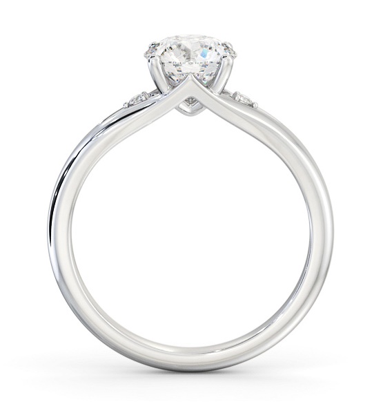 Round Ring 9K White Gold Solitaire with A Single Smaller Diamond ENRD180S_WG_THUMB1 