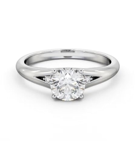 Round Ring 9K White Gold Solitaire with A Single Smaller Diamond ENRD180S_WG_THUMB2 