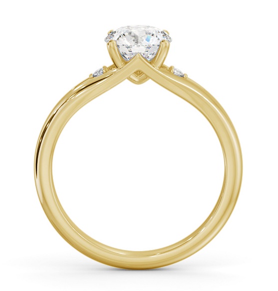 Round Ring 18K Yellow Gold Solitaire with A Single Smaller Diamond ENRD180S_YG_THUMB1 