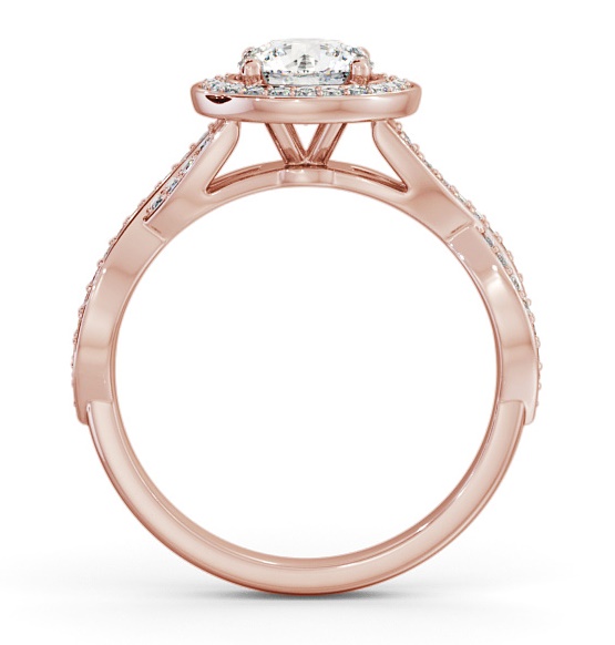 Halo Round Diamond Crossover Band Engagement Ring 9K Rose Gold ENRD181_RG_THUMB1 