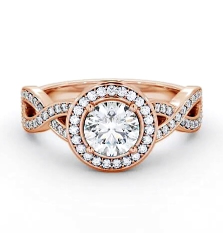 Halo Round Diamond Crossover Band Engagement Ring 9K Rose Gold ENRD181_RG_THUMB2 