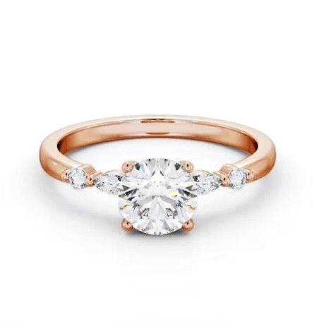 Round Ring 18K Rose Gold Solitaire with Marquise and Round Diamonds ENRD182S_RG_THUMB1