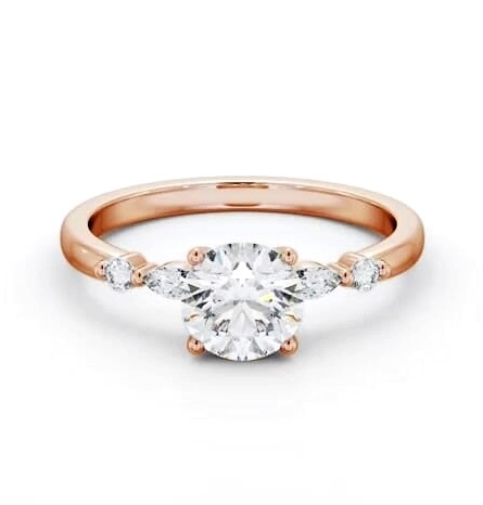 Round Ring 9K Rose Gold Solitaire with Marquise and Round Diamonds ENRD182S_RG_THUMB2 