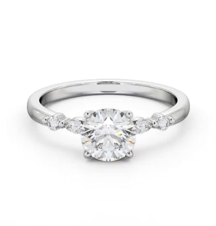 Round Ring 9K White Gold Solitaire with Marquise and Round Diamonds ENRD182S_WG_THUMB2 