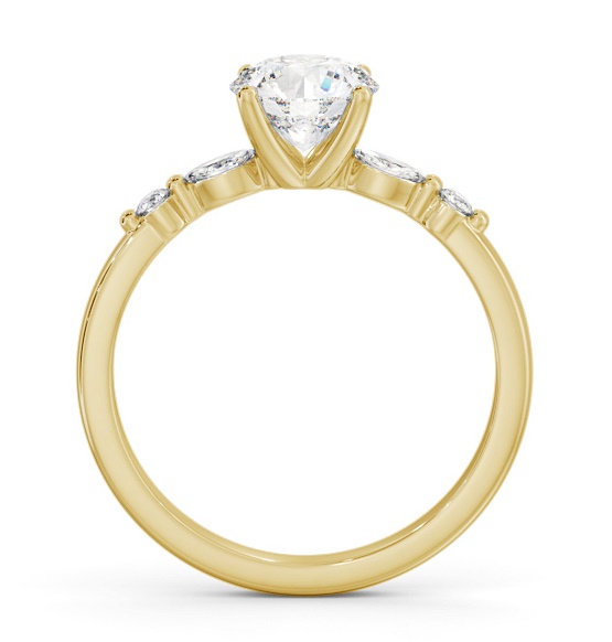 Round Ring 9K Yellow Gold Solitaire with Marquise and Round Diamonds ENRD182S_YG_THUMB1 