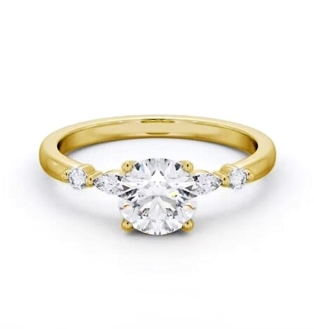 Round Ring 9K Yellow Gold Solitaire with Marquise and Round Diamonds ENRD182S_YG_THUMB2 