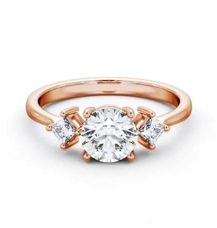 Round Ring 9K Rose Gold Solitaire with A Princess Diamond ENRD183S_RG_THUMB2 