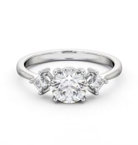 Round Ring 9K White Gold Solitaire with A Princess Diamond ENRD183S_WG_THUMB2 