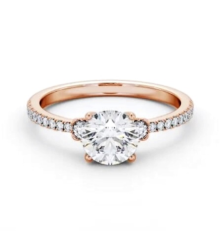 Round Diamond Traditional Engagement Ring 18K Rose Gold Solitaire ENRD184S_RG_THUMB1