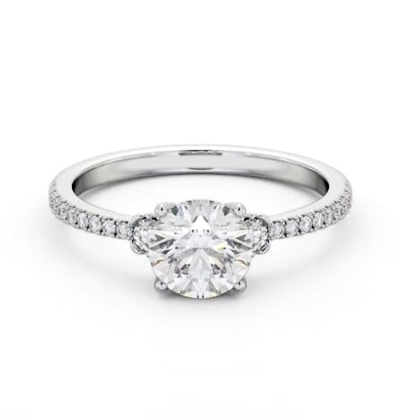 Round Diamond Traditional Engagement Ring Platinum Solitaire ENRD184S_WG_THUMB1