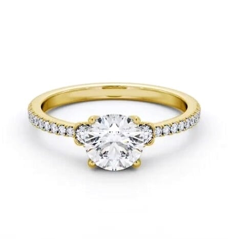 Round Diamond Traditional Engagement Ring 18K Yellow Gold Solitaire ENRD184S_YG_THUMB2 