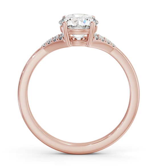 Round Ring 9K Rose Gold Solitaire with a V Pattern Of Side Stones ENRD185S_RG_THUMB1 