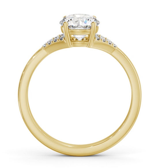 Round Ring 9K Yellow Gold Solitaire with a V Pattern Of Side Stones ENRD185S_YG_THUMB1 