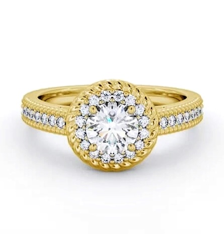 Halo Round Diamond Rope Design Engagement Ring 9K Yellow Gold ENRD186_YG_THUMB2 