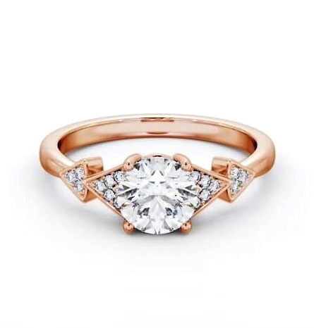 Round Diamond Contemporary Style Ring 18K Rose Gold Solitaire ENRD186S_RG_THUMB1