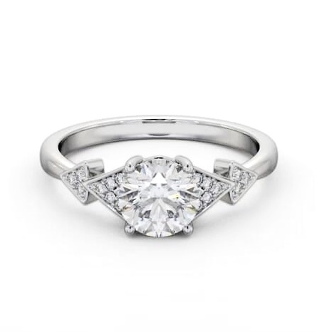 Round Diamond Contemporary Style Engagement Ring Platinum Solitaire ENRD186S_WG_THUMB1