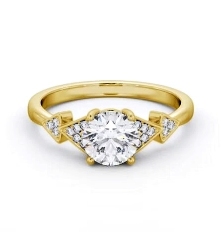 Round Diamond Contemporary Style Ring 9K Yellow Gold Solitaire ENRD186S_YG_THUMB1