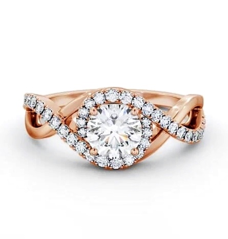 Halo Round Diamond Distinctive Design Engagement Ring 9K Rose Gold ENRD187_RG_THUMB2 