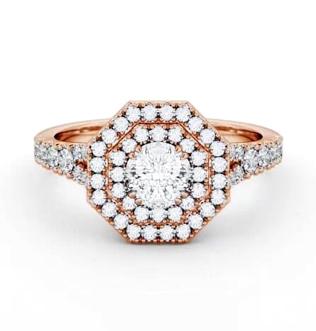 Double Halo Round Diamond Octagon Design Engagement Ring 9K Rose Gold ENRD188_RG_THUMB2 