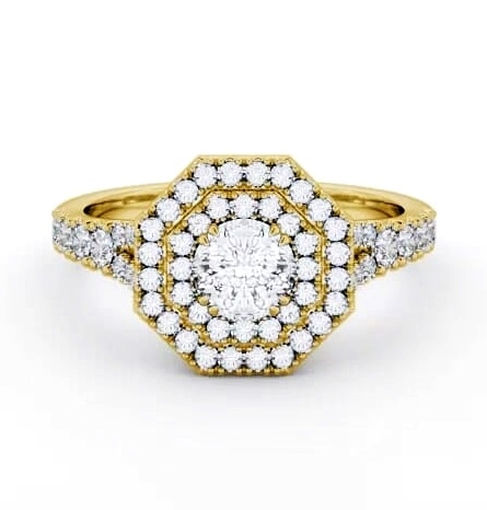 Double Halo Round Diamond Octagon Design Ring 18K Yellow Gold ENRD188_YG_THUMB2 