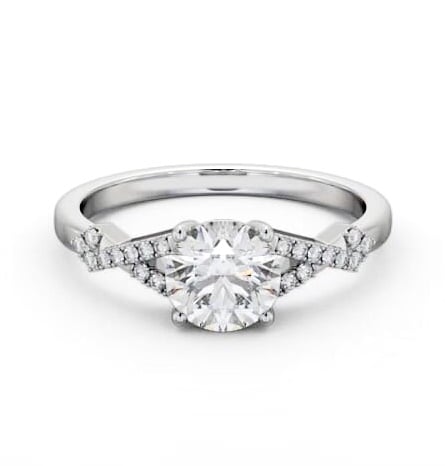 Round Diamond Contemporary Style Engagement Ring Platinum Solitaire ENRD188S_WG_THUMB1