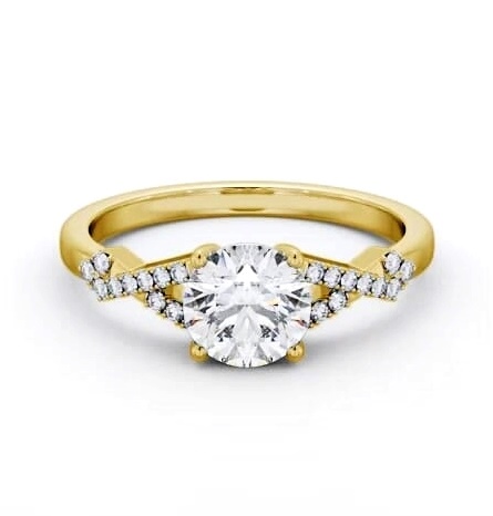 Round Diamond Contemporary Style Ring 9K Yellow Gold Solitaire ENRD188S_YG_THUMB1