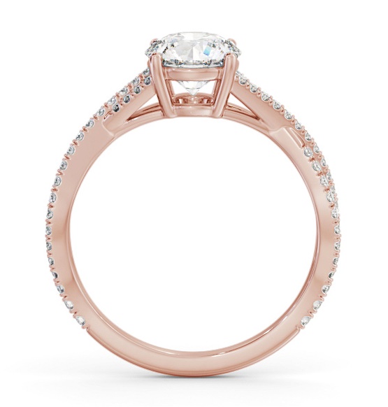 Round Diamond Crossover Band Engagement Ring 18K Rose Gold Solitaire ENRD189S_RG_THUMB1 