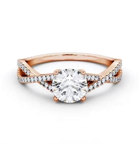 Round Diamond Crossover Band Engagement Ring 9K Rose Gold Solitaire ENRD189S_RG_THUMB2 