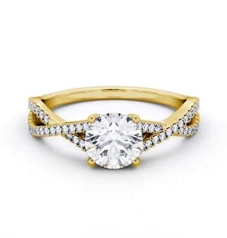 Round Diamond Crossover Band Engagement Ring 9K Yellow Gold Solitaire ENRD189S_YG_THUMB2 