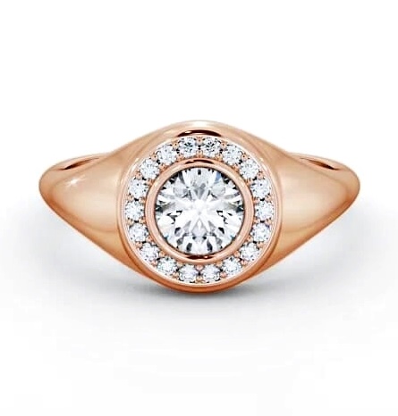 Halo Round Diamond Bezel Setting Engagement Ring 18K Rose Gold ENRD190_RG_THUMB1