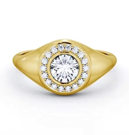 Halo Round Diamond Bezel Setting Engagement Ring 9K Yellow Gold ENRD190_YG_THUMB2 