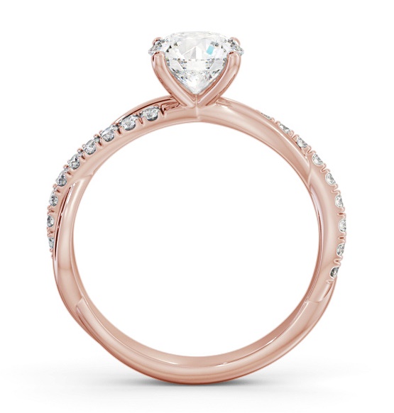 Round Diamond Crossover Band Engagement Ring 18K Rose Gold Solitaire ENRD190S_RG_THUMB1 