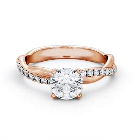 Round Diamond Crossover Band Engagement Ring 9K Rose Gold Solitaire ENRD190S_RG_THUMB2 