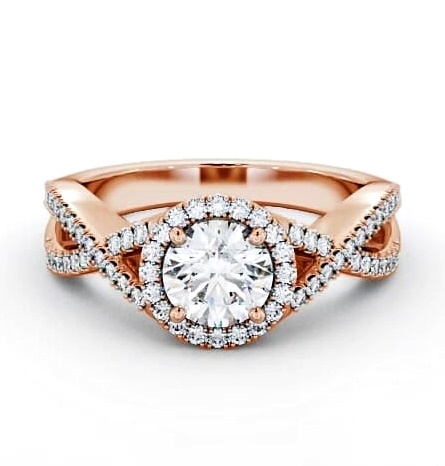 Halo Round Diamond Unique Design Engagement Ring 18K Rose Gold ENRD191_RG_THUMB2 