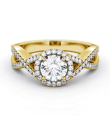 Halo Round Diamond Unique Design Engagement Ring 18K Yellow Gold ENRD191_YG_THUMB2 