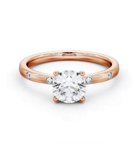 Round Diamond Engagement Ring 18K Rose Gold Solitaire with Flush ENRD191S_RG_THUMB1