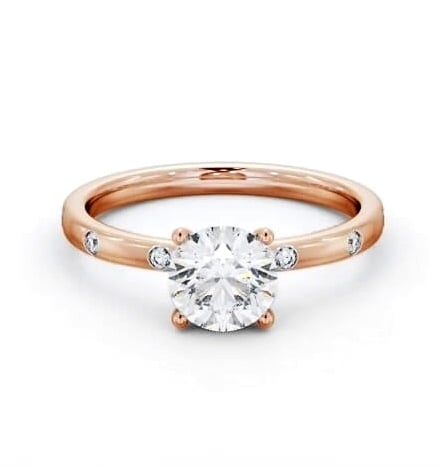 Round Diamond Engagement Ring 9K Rose Gold Solitaire with Flush ENRD191S_RG_THUMB2 