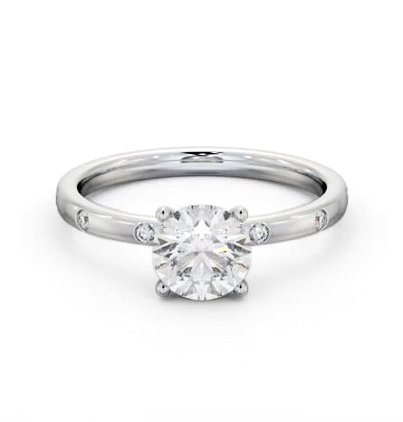 Round Diamond Engagement Ring 18K White Gold Solitaire with Flush ENRD191S_WG_THUMB2 