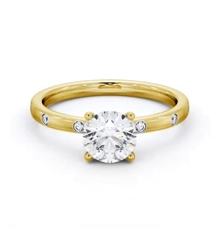 Round Diamond Engagement Ring 9K Yellow Gold Solitaire with Flush ENRD191S_YG_THUMB2 