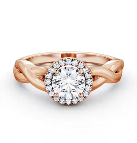 Halo Round Diamond Crossover Band Engagement Ring 9K Rose Gold ENRD193_RG_THUMB2 