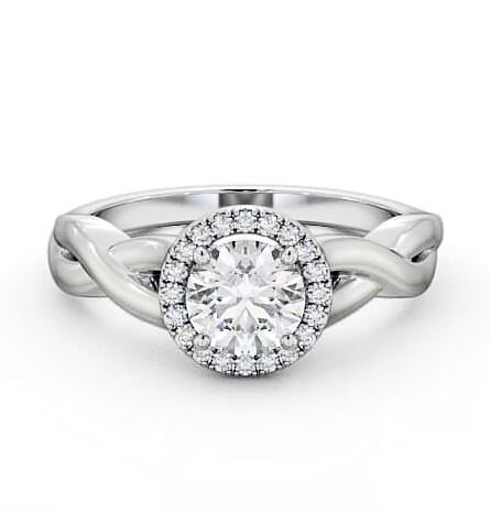 Halo Round Diamond Crossover Band Engagement Ring Palladium ENRD193_WG_THUMB2 