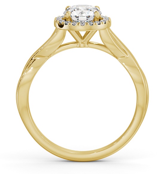 Halo Round Diamond Crossover Band Engagement Ring 9K Yellow Gold ENRD193_YG_THUMB1 