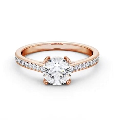 Round Diamond Box Style Setting Ring 18K Rose Gold Solitaire ENRD193S_RG_THUMB1