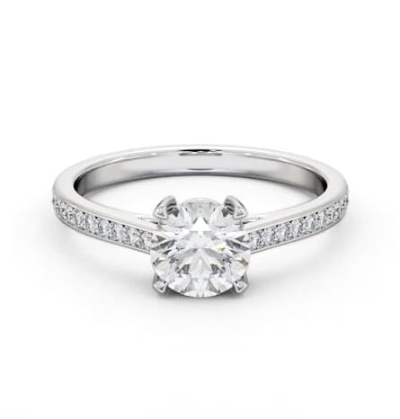 Round Diamond Box Style Setting Engagement Ring Platinum Solitaire ENRD193S_WG_THUMB1