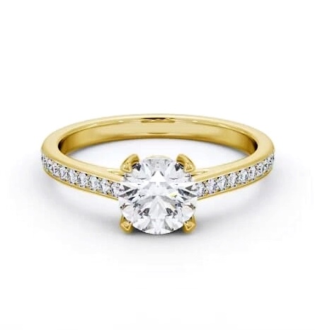 Round Diamond Box Style Setting Ring 18K Yellow Gold Solitaire ENRD193S_YG_THUMB2 