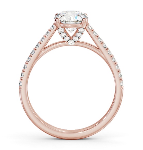 Round Ring 18K Rose Gold Solitaire with Diamond Set Band and Supports ENRD194S_RG_THUMB1 