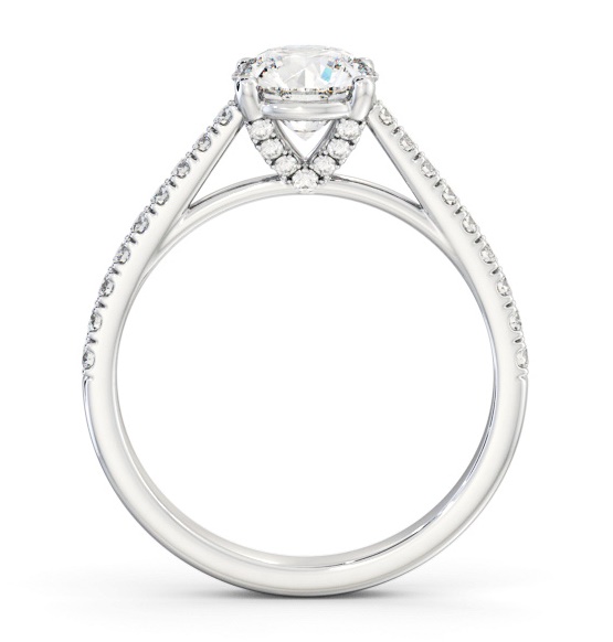 Round Ring 18K White Gold Solitaire with Diamond Set Band and Supports ENRD194S_WG_THUMB1 