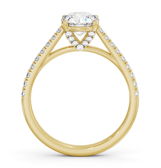 Round Ring 18K Yellow Gold Solitaire with Set Band and Supports ENRD194S_YG_THUMB1 